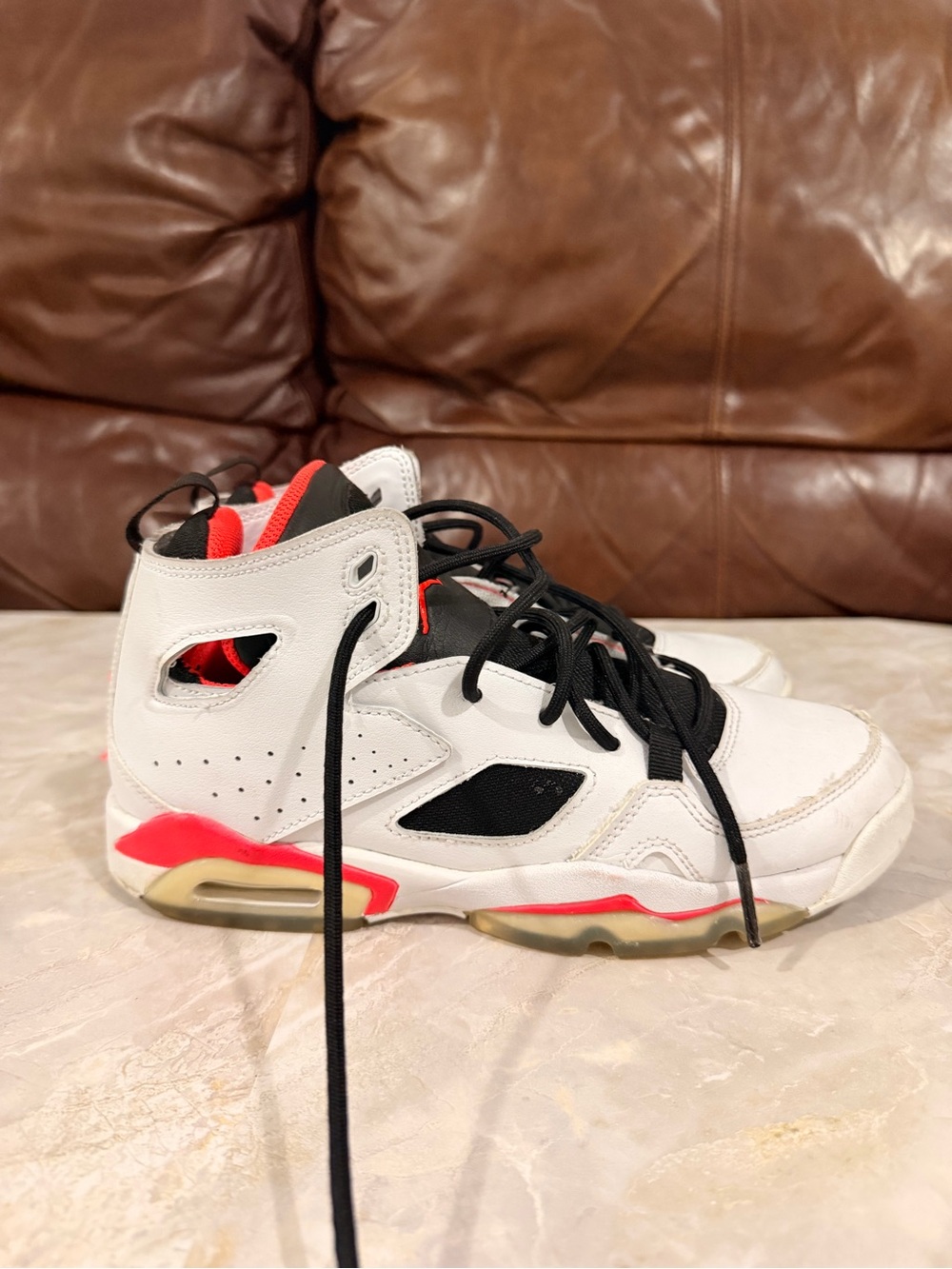 Jordan Kids White, Black and Red High-Top Sneakers